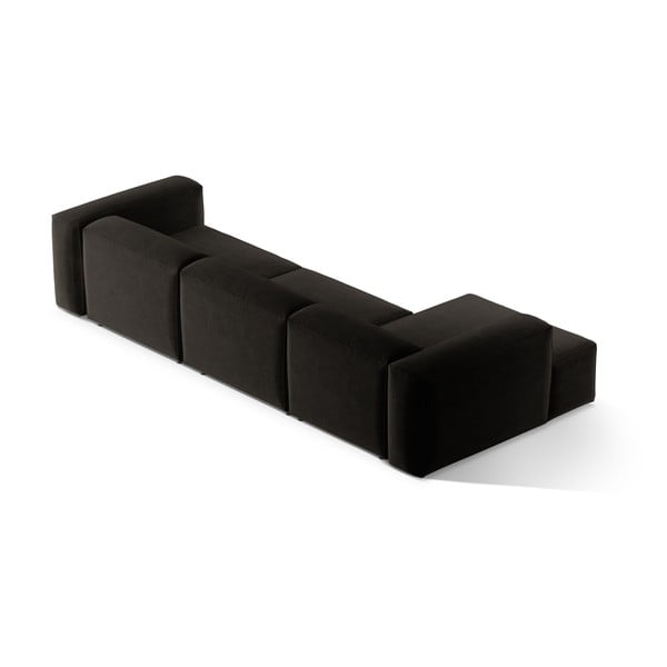 Juodos spalvos kampinė sofa (su kairiuoju kampu/su gultu) Bergamo – Cosmopolitan Design-image-4