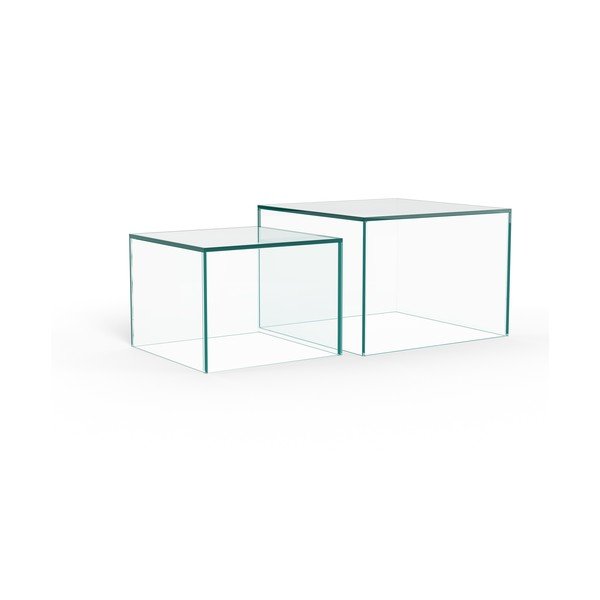 Iš stiklo kavos staliukai 2 vnt. 50x50 cm Dice – Actona