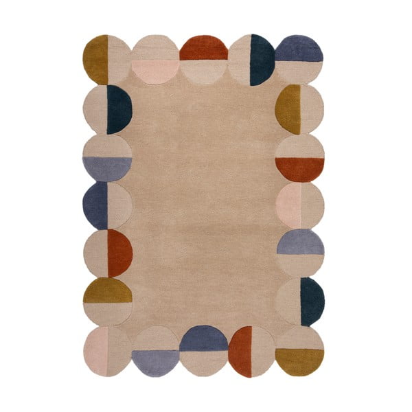 Rankų darbo smėlio spalvos iš vilnos kilimas 160x230 cm Mia Scallop Frame – Flair Rugs