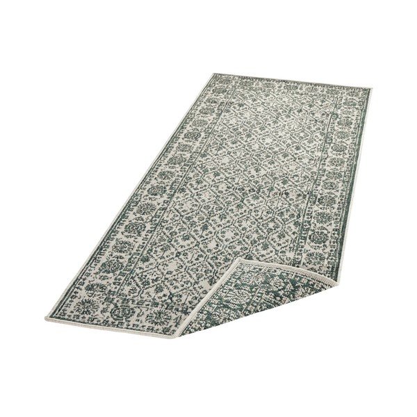 Pilkos ir žalios spalvos raštuotas dvipusis kilimas Bougari Curacao, 80 x 250 cm-image-3