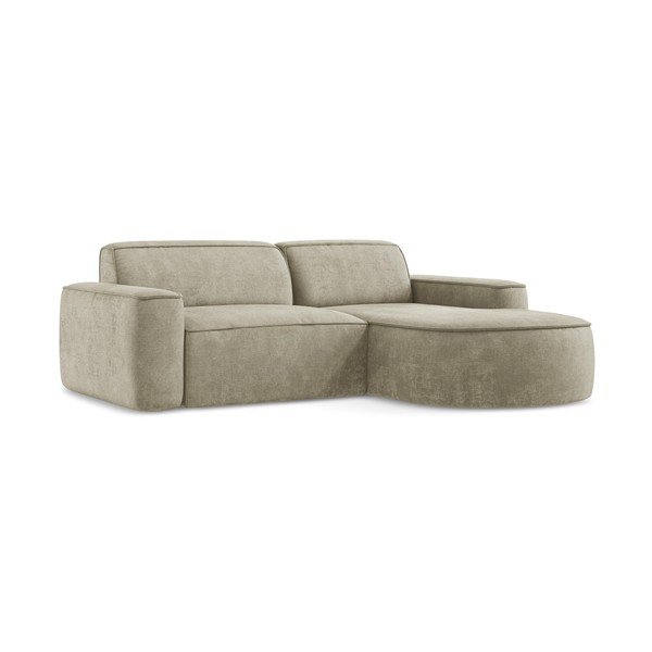 Smėlio spalvos iš šenilinio audinio kampinė sofa (su dešiniuoju kampu/su gultu) Omao – Makamii-image-3