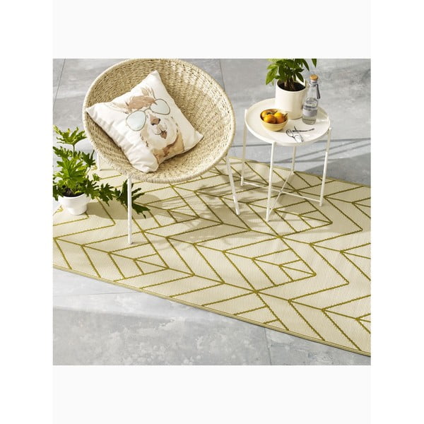 Smėlio ir aukso spalvos dvipusis lauko kilimas iš perdirbto plastiko Fab Hab Sydney, 90 x 150 cm-image-3