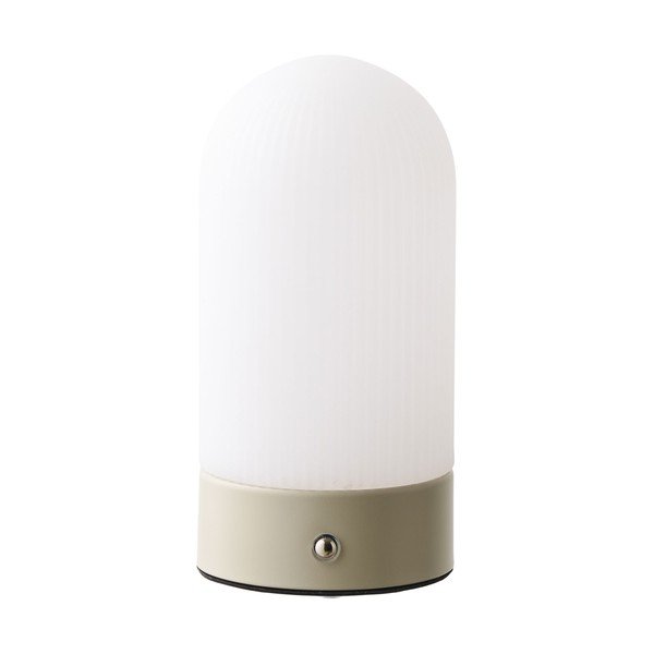 Baltos spalvos/taupe spalvos iš metalo stalinis šviestuvas (aukštis 18 cm) su plastikiniu gaubtu Ashford – House Nordic