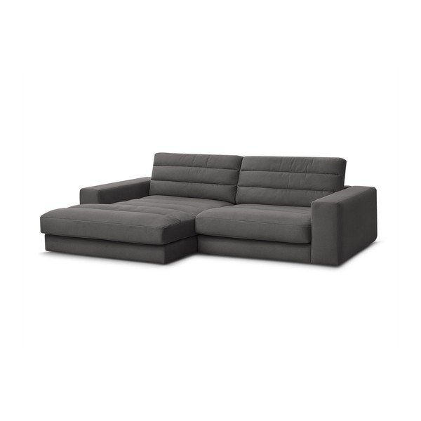 Antracito spalvos kampinė sofa iš velveto (su kairiuoju kampu/su gultu) Sierra – Bobochic Paris-image-2