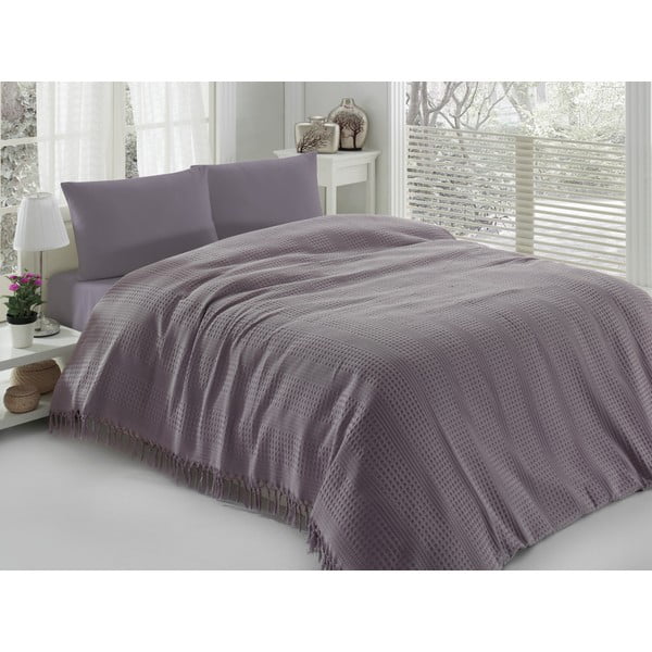 Lengvas viengulės lovos užtiesalas "Pique Purple", 180 x 240 cm