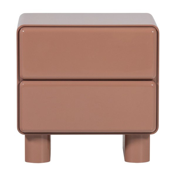 Rožinės spalvos blizgus naktinis staliukas Lustra – WOOOD