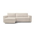 Sulankstoma kampinė sofa baltos spalvos/smėlio spalvos iš kordinio velveto (kintama) Nihad – Bobochic Paris