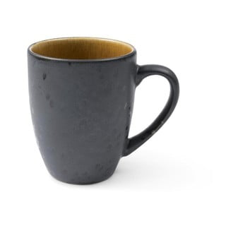 Juodas akmens masės puodelis su rankena ir vidine ochros spalvos glazūra Bitz Mensa, 300 ml