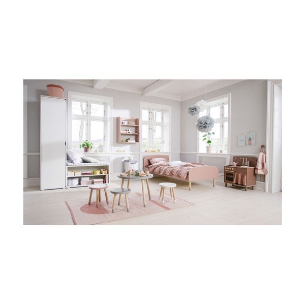 Rausva vaikiška taburetė su uosio medienos kojomis Flexa Dots, ø 30 cm-image-1