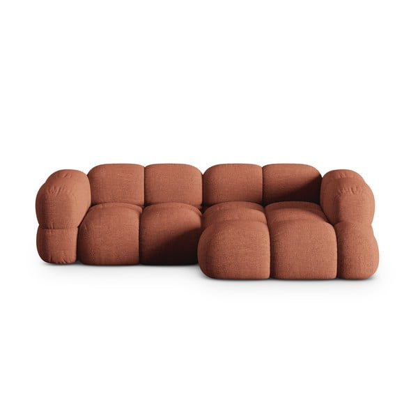Raudonos plytų spalvos kampinė sofa (su dešiniuoju kampu/su gultu) Loretto – Cosmopolitan Design