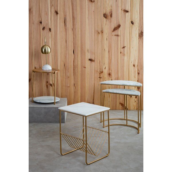 Su marmuriniu stalviršiu šoninis stalas 40x40 cm Mandoli – Premier Housewares-image-1