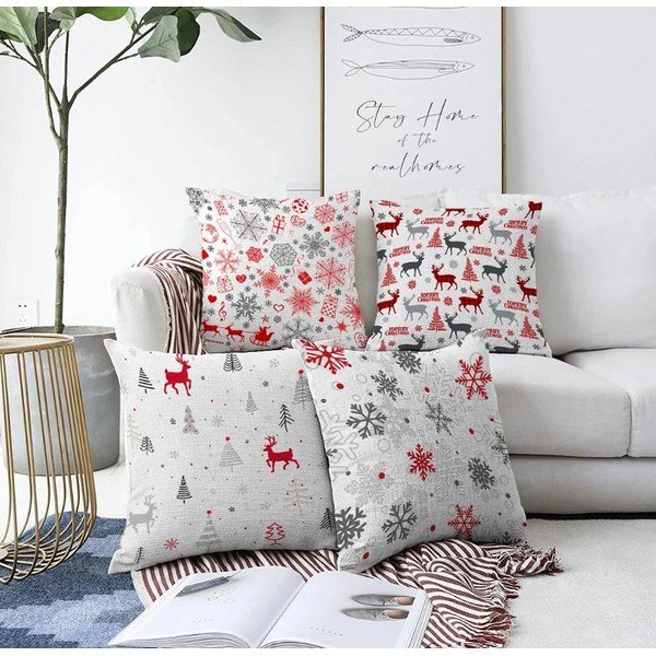 Dekoratyviniai pagalvių užvalkalai 4 vnt. su Kalėdų motyvu 43x43 cm Merry Christmas – Mila Home