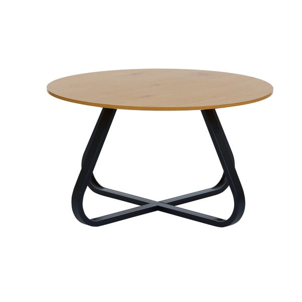 Apvalios formos kavos staliukas natūralios spalvos su ąžuolo dekoro stalviršiu ø 80 cm Cesura – Unique Furniture