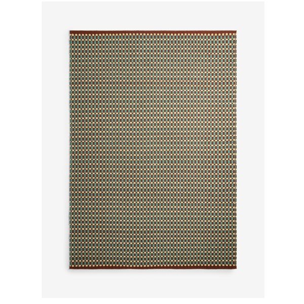 Rankų darbo žalsvai mėlynos spalvos iš vilnos mišinio kilimas 66x200 cm Ember – MADE