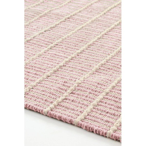 Rankų darbo rožinės spalvos iš medvilnės kilimas 80x150 cm Irma – Jotex-image-3