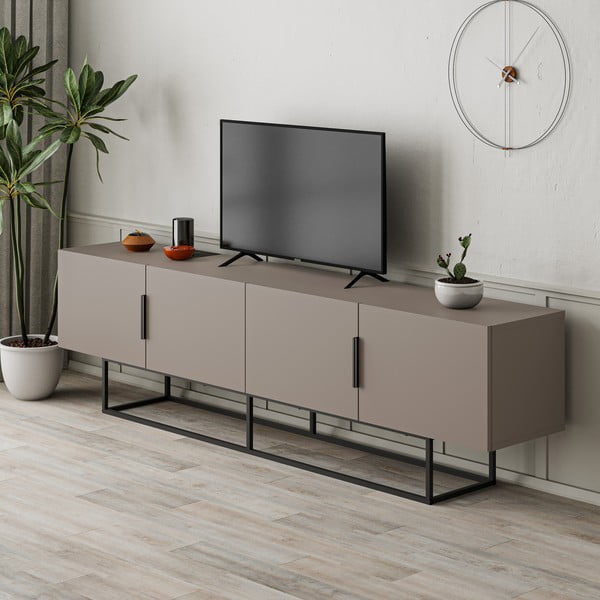 TV spintelė pilkos spalvos/smėlio spalvos 200x55 cm Titan – Marckeric-image-3