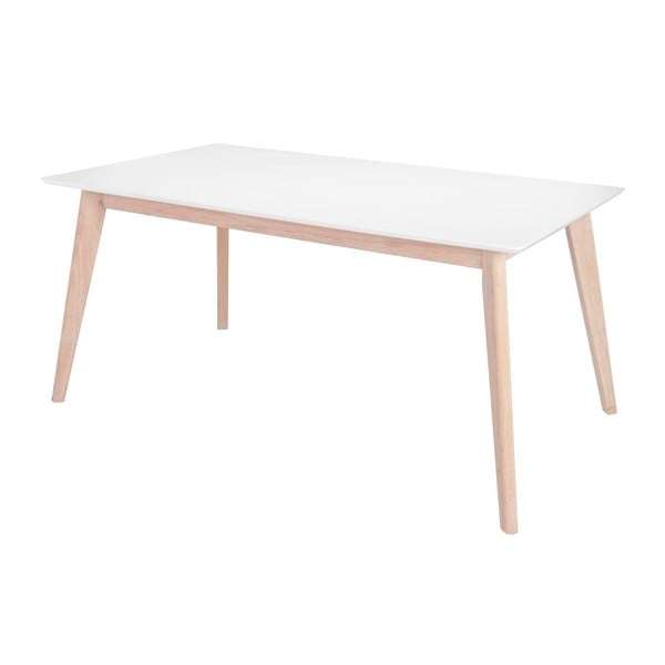 Baltas valgomojo stalas su ąžuolinėmis kojomis "Interstil Century", 160 cm ilgio