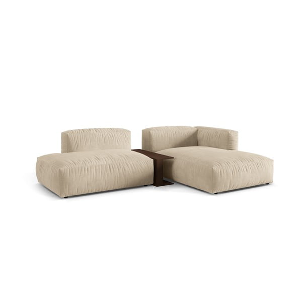 Smėlio spalvos iš velveto modulinė kampinė sofa (su dešiniuoju kampu/su gultu) Martina – Micadoni -image-2