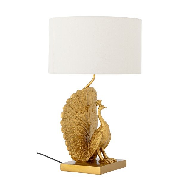 Auksinės spalvos stalinis šviestuvas (aukštis 58,5 cm) su tekstiliniu gaubtu Peacock – Bloomingville-image-3