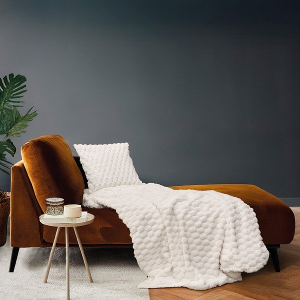 Kreminės spalvos iš mikropliušo antklodė ir pledas 220x240 cm Frosty – douceur d'intérieur-image-1