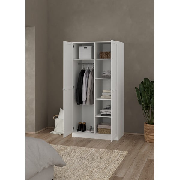 Baltos spalvos drabužių spinta 99x200x62 cm Billund – Tvilum-image-2