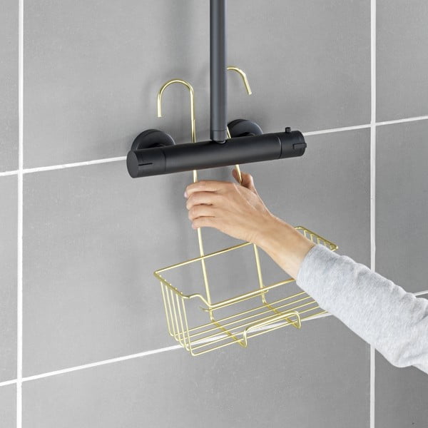 Pakabinama iš nerūdijančio plieno vonios lentyna auksinės spalvos Milo – Wenko-image-2