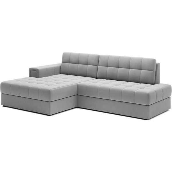 Pilkos spalvos iš velveto sulankstoma kampinė sofa (su kairiuoju kampu/su gultu) Blezalt – ELTAP-image-2