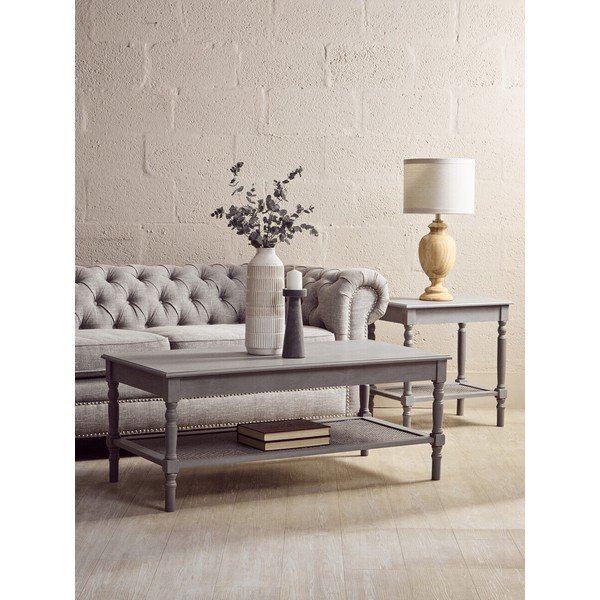 Pilkos spalvos kavos staliukas 60x120 cm Heritage – Premier Housewares-image-1