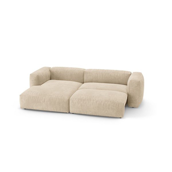 Kreminės spalvos sulankstoma modulinė kampinė sofa iš velveto (su kairiuoju kampu/su gultu) – Micadoni -image-4