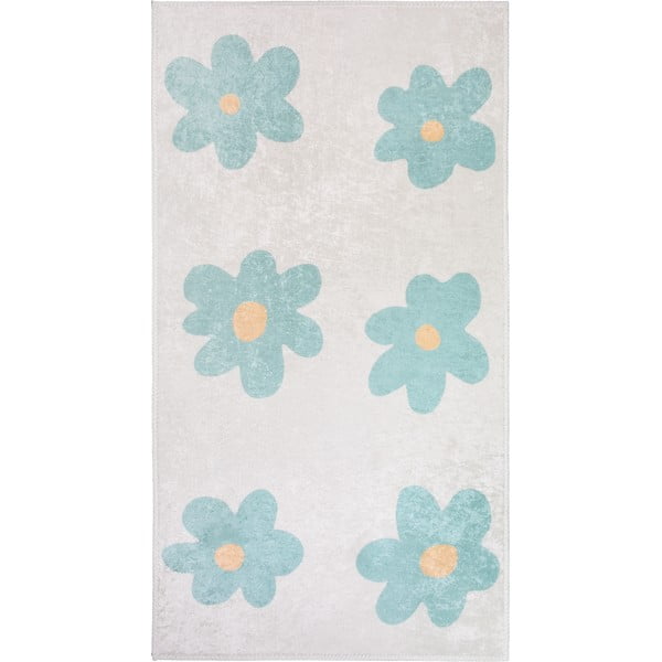 Skalbiamas mėtų spalvos/dramblio kaulo spalvos vaikiškas kilimas 120x180 cm Cute Flowers Green – Vitaus