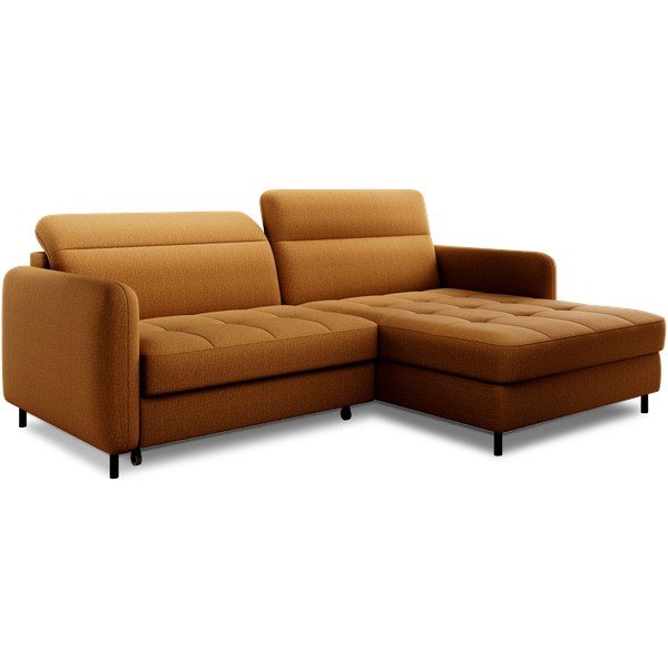 Geltonos spalvos iš velveto sulankstoma/su sandėliavimo vieta kampinė sofa (su dešiniuoju kampu/su gultu) Gomsi – ELTAP-image-2