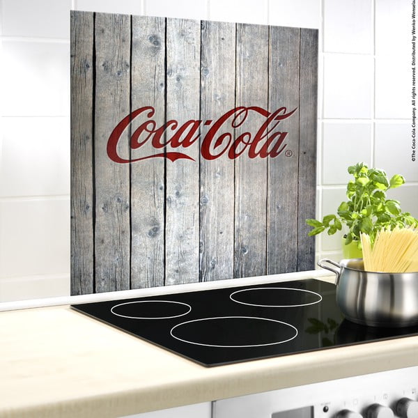 "Wenko Coca-Cola Wood" stiklinis sieninis dangtis viryklei, 70 x 60 cm