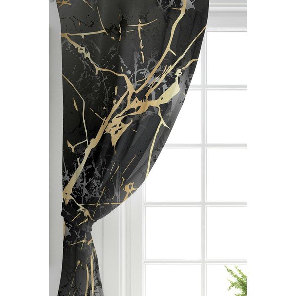 Juodos ir auksinės spalvos užuolaidos, 2 vnt., 140x260 cm - Mila Home-image-1