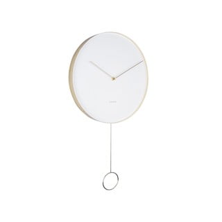 Baltas sieninis laikrodis Karlsson Pendulum, ø 34 cm
