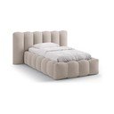 Šviesiai rudos spalvos viengulė lova audiniu dengta su sandėliavimo vieta su lovos grotelėmis 90x200 cm Lupine – Micadoni 