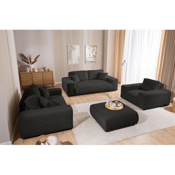 Tamsiai pilkos spalvos iš kordinio velveto taburetė Justin – Ropez-image-4