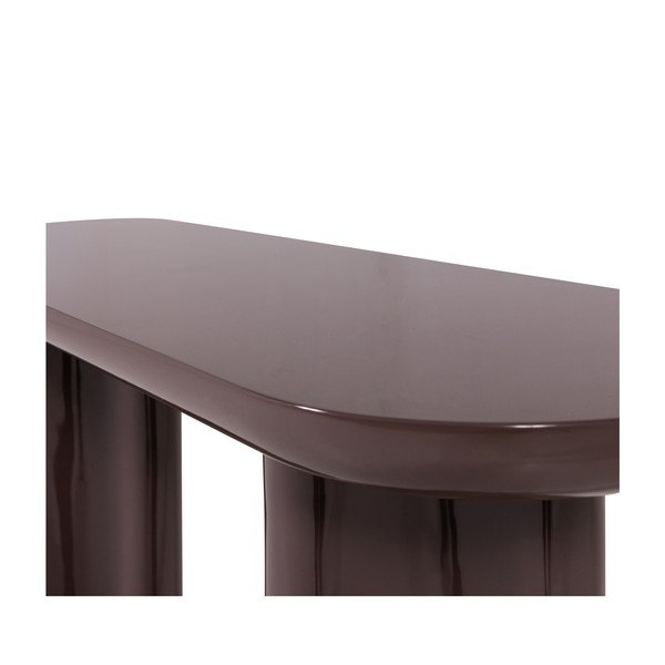 Tamsiai rudos spalvos blizgus konsolinis staliukas 35x120 cm Evara – WOOOD-image-4