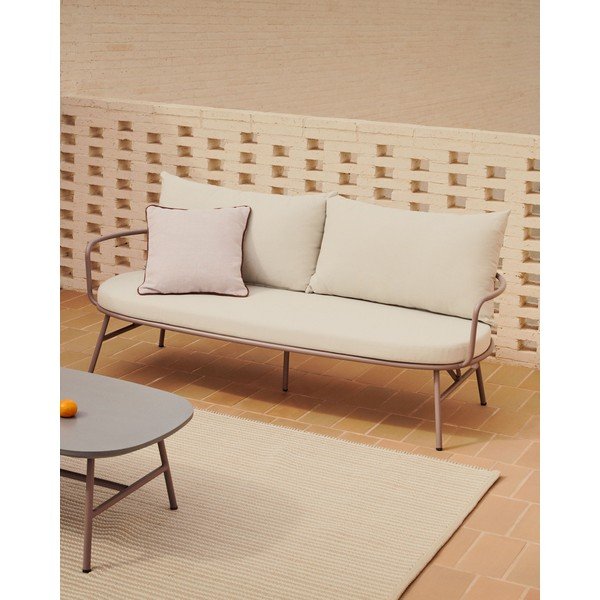 Sodo sofa kreminės spalvos iš metalo Bramant – Kave Home-image-1