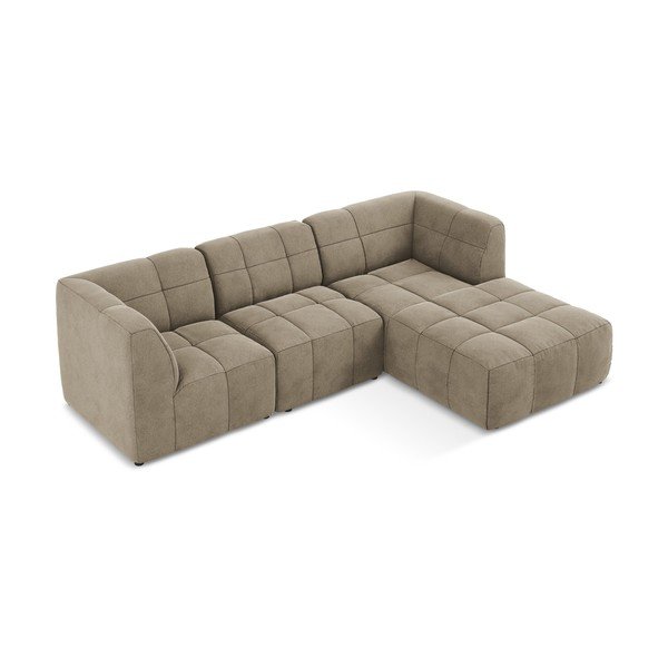 Rudos spalvos kampinė sofa iš velveto (su dešiniuoju kampu/su gultu) Aloha – Makamii-image-3
