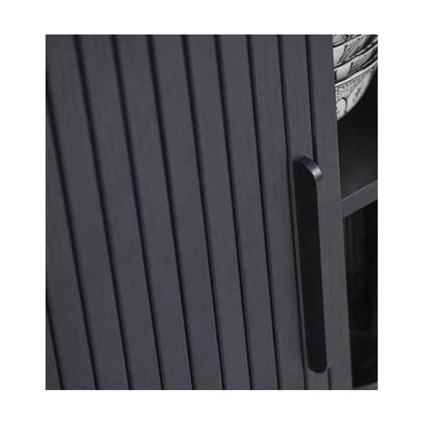 TV spintelė juodos spalvos iš ąžuolo 56x180 cm Nola – Unique Furniture-image-1