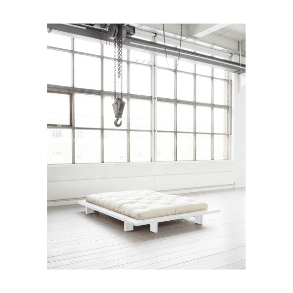 Pušies medienos dvigulė lova su čiužiniu Karup Design Japan Comfort Mat White/Natural, 160 x 200 cm-image-4