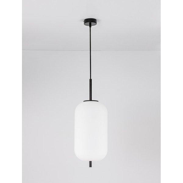 Baltos spalvos/juodos spalvos iš stiklo kabantis šviestuvas ø 22 cm Lato – Nova Luce-image-3