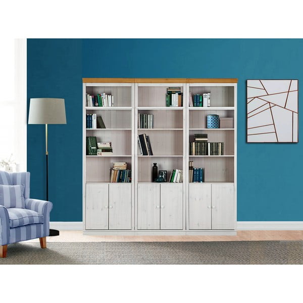 Iš pušies masyvo knygų spinta  baltos spalvos 222x223 cm Anita – Støraa-image-1