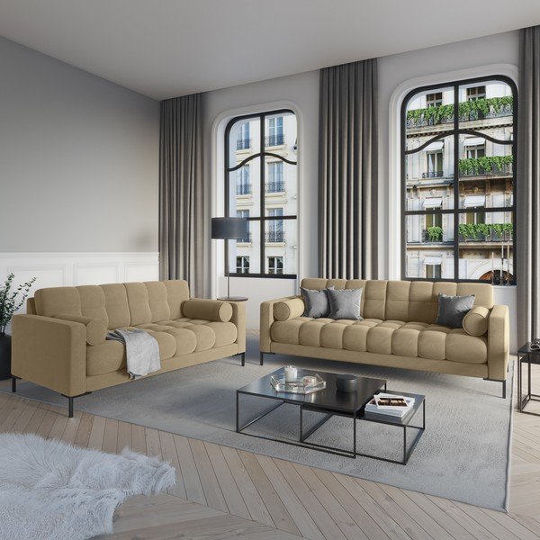 Smėlio spalvos aksominė sofa Cosmopolitan Design Bali-image-1