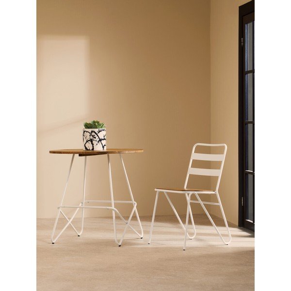 Baltos spalvos/natūralios spalvos iš guobos masyvo valgomojo kėdė District – Premier Housewares-image-1