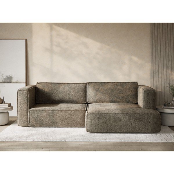 Rudos spalvos sulankstoma/su sandėliavimo vieta kampinė sofa iš šenilinio audinio (su dešiniuoju kampu/su gultu) Velto – Maison de Rêve-image-1