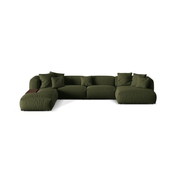 Modulinė kampinė sofa žalios spalvos (su kairiuoju kampu/„U“ formos) Martina – Micadoni Home