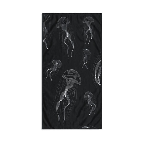 Juodai baltas paplūdimio rankšluostis 90x180 cm Jellyfish - DecoKing
