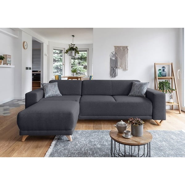 Antracito spalvos sulankstoma/su sandėliavimo vieta kampinė sofa Classy Sophie – Miuform-image-1