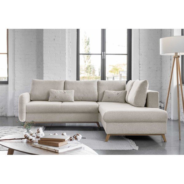 Smėlio spalvos sofa-lova Miuform Scandic Lagom L, dešinysis kampas-image-1